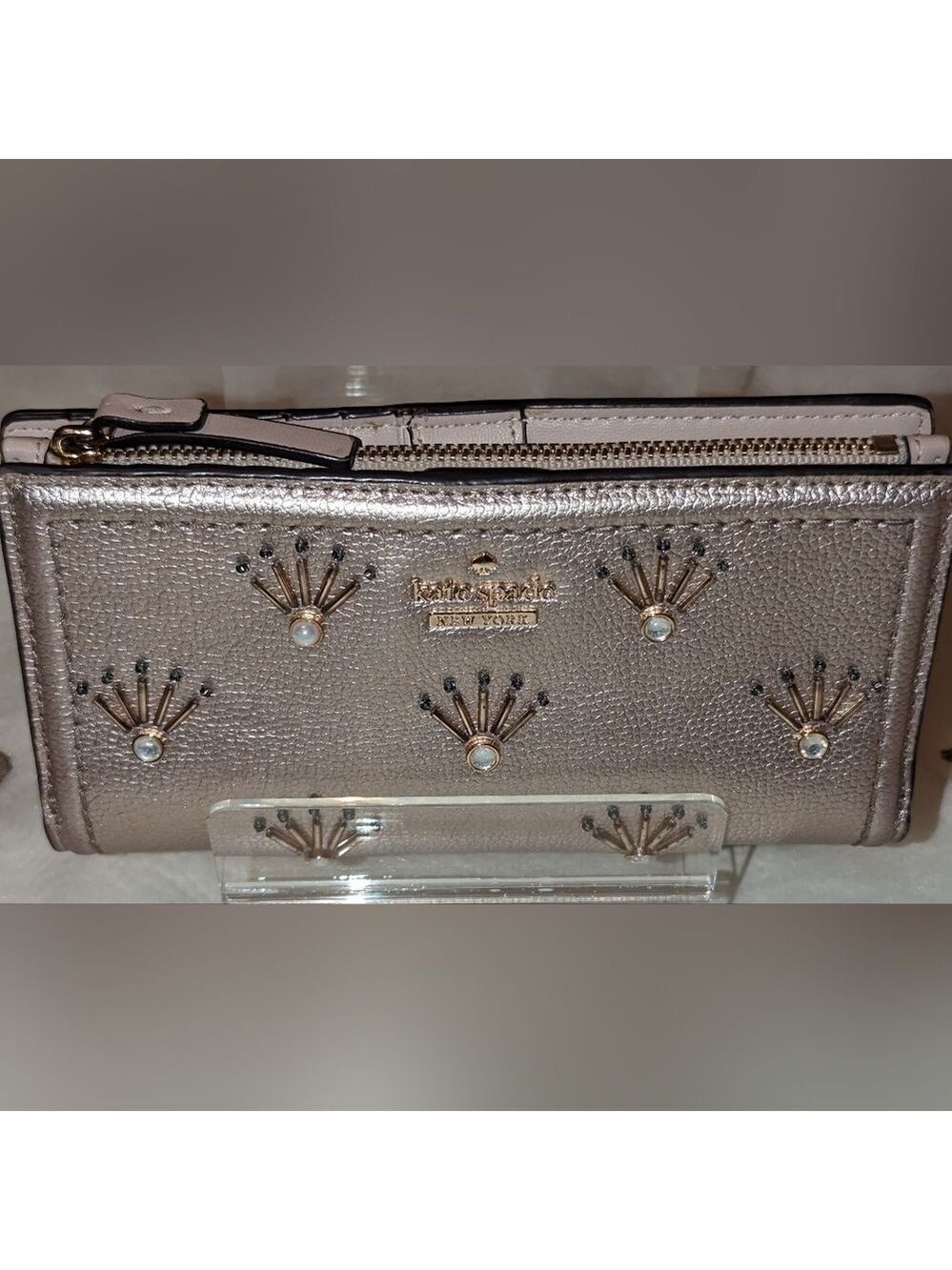 Kate Spade Patterson Drive Embellished Braylon Metallic Gold EUC
